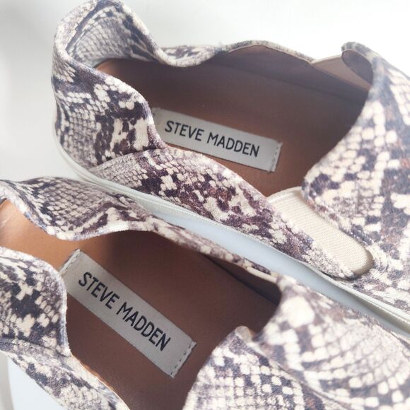 Steve Madden Fayna Slip On Snakeskin Vegan Sneakers Comfortable Nuetral Size 9 - Picture 10 of 11